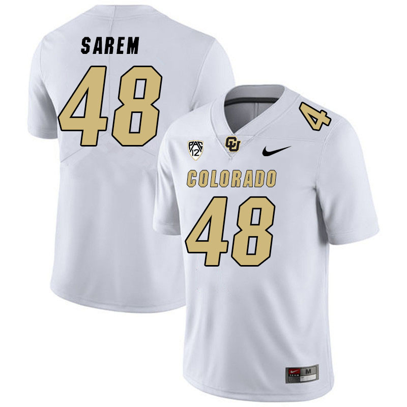 Men #48 Christian Sarem Colorado Buffaloes College Football Jerseys Stitched Sale-White
